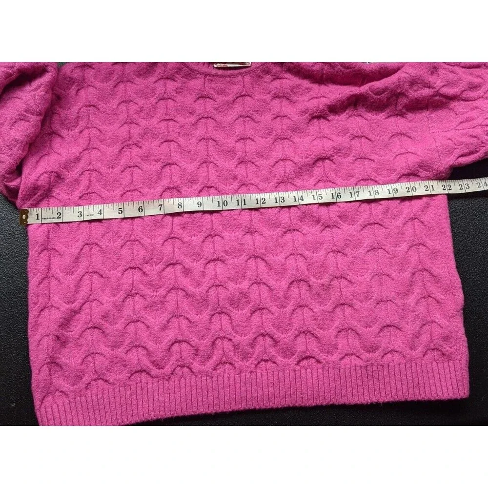 NWT Pink Rose Sweater Knit Fuschia Flame Casual Semi-Cropped Mock Neck Large